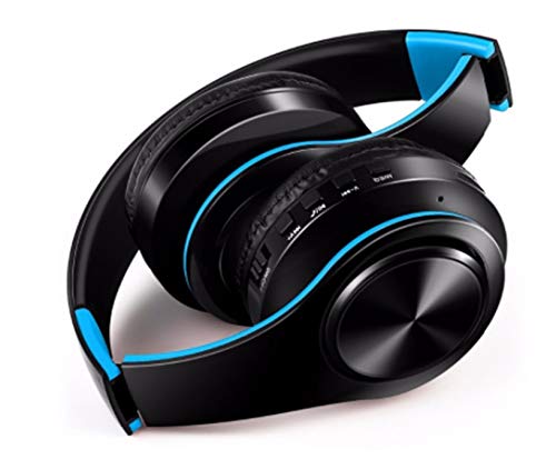 Shot Case Foldable Wireless Headset for Huawei P30 Pro Smartphone Bluetooth Buttons Adjustable Universal Sound (Blue)