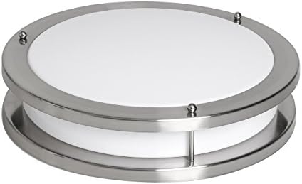 GLOBALUX LIGHTING 14" Ringed Decorative Ceiling Light, (1) 17W LED Module, 90+ CRI, , 120V Triac Dimming, Acrylic Lens, Nickel Satin