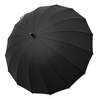 Saiveina 47 Inch Auto Open Straight Strong Durable Umbrella, 190T Fiber Waterproof Windproof Sport Umbrella 16 Ribs (SV1258 - Black)