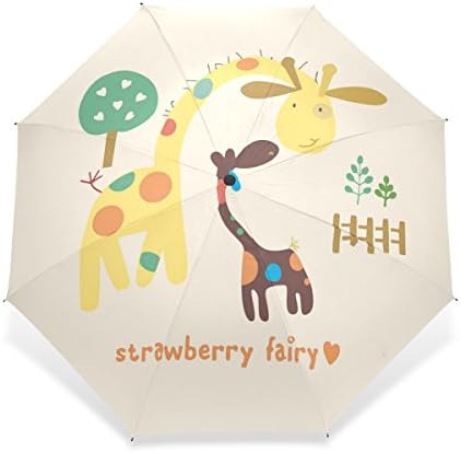 VAWAS Giraffe Rain Folding Umbrella Windproof,Light Weight Compact Travel Umbrella