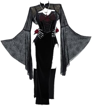 Katie CULT halloween dress ワンピース 黒 ハロウィン Amazon.com: MEOWCOS Maxi Bodycon Dress Spiderweb Style Long Slit