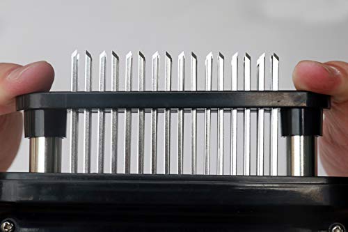 Meat Tenderizer, 48 Stainless Razor sharp Steel Needle Blade For Tenderizing,BBQ,Steak,With Tenderizer Hammer, Pastry Brushes & Onion Slicer Holder