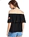 Floerns Women's Ruffle Off Shoulder Rose Embroidery Loose Blouse Top