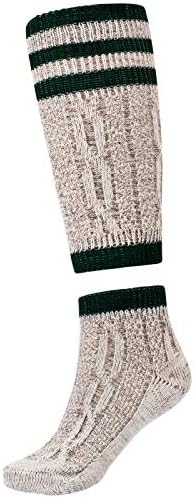 Cuir Craft Mens Bavarian Oktoberfest Causal Lederhosen Socks Pairs White & Brown Mix 2 Pieces