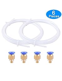 eaone 2 Pcs PTFE Teflon Tubo (2 metros) con accesorios de 4 pcs PC4 M6 para impresora 3d 1,75 mm Filamento (2.0 mm ID 4.0 mm OD)