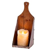 Dj_siphraya Wall Sconce Candle Holder Brown Made of Metal and Wood Size: 5-1/4"W x 4-3/4"D x 13" H. Primitive Rustic Country Home Decor Gift.Features: Hanging, Indoor, Wall-Mounted