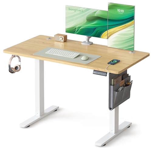 Escritorio Eléctrico, Regulable en Altura, 120 x 60 cm, Regulación Continua, 4 Alturas de Memoria, Puerto USB-C, Roble Dorado LSD132YA01