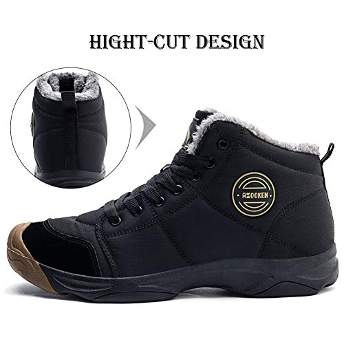 UPSOLO Mens Ankle Snow Booties Backpacking Hiking Boots Warm Soft Sole Comfortable Extra Wide Width Thicken Lightweight Walking Casual Sneakers(6118 Black 44)