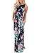 Lovezesent Women's Floral Print Round Neck Sleeveless Long Maxi Casual Dresses Medium Blue