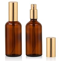 Amber Glass Spray Bottle 4oz for Cologne,Perfume,Essential Oils,Refillable Fine Mist Spray (2 PACK)