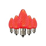 LED C7 Red Replacement Christmas Light Bulbs, Commercial Grade Holiday Bulbs, 3 Diode (LED's) in Each Bulb, Fits in E12 Sockets, Pack of 25 Bulbs