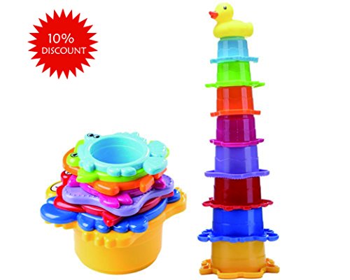 Toddler bath stacking cups best for baby and kids, rainbow caterp…