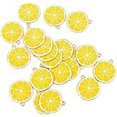 BWESOO 20 Pcs Yellow Lemon Fruit Enamel Lemon Charms Pendant Beads for DIY Jewelry Making Bracelet Necklace Charms Beading and Jewelry Making