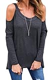 Alvaq Women's Cold Open Shoulder Long Sleeve Plus Size Loose Top Blouse(S-XXL)