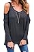 Alvaq Womens Cold Open Shoulder Long Sleeve Plus Size Loose Top Blouse S XL Black