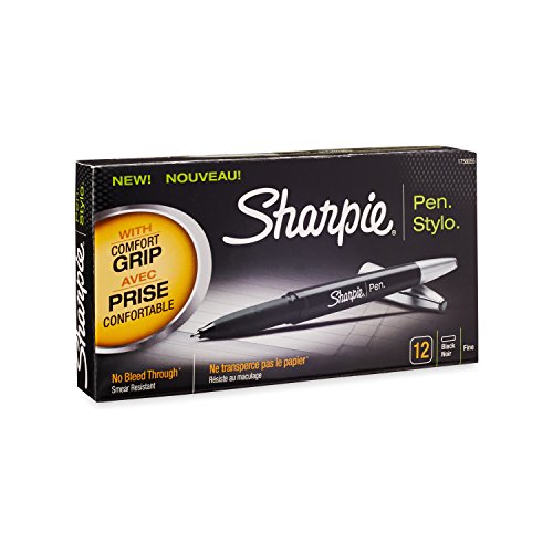 Sharpie grip pens, fine point, 12-pack, black (1758055)