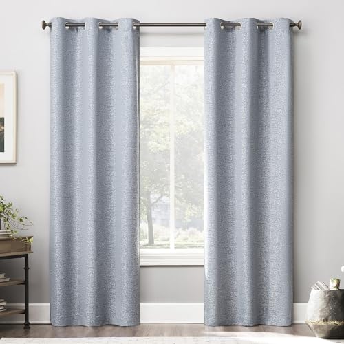 Sun Zero Solana 2-Pack Abstract Magnetic Closure 100% Total Blackout Grommet Curtain Panel Pair, Light Blue, 36" W x 84" L (2 Panels) at Amazon