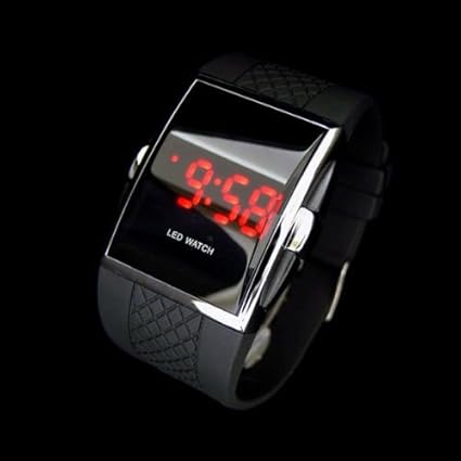 digital watch with red digits