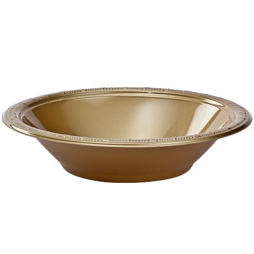 Hanna K. Signature Collection 50 Count Plastic Bowl, 15-Ounce, Gold