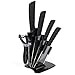 Ceramic Knife Set Kitchen Knife Cutlery Set Rust Proof Stain Resistance Ceramic Blade Set (6 Pieces Knife Set with Holder-Black2)