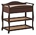 Storkcraft Aspen Changing Table with Drawer, Cherry, Sleigh Design Changing Table with Changing Pad and Safety Strap, Oversized Drawer and Two Storage Shelves