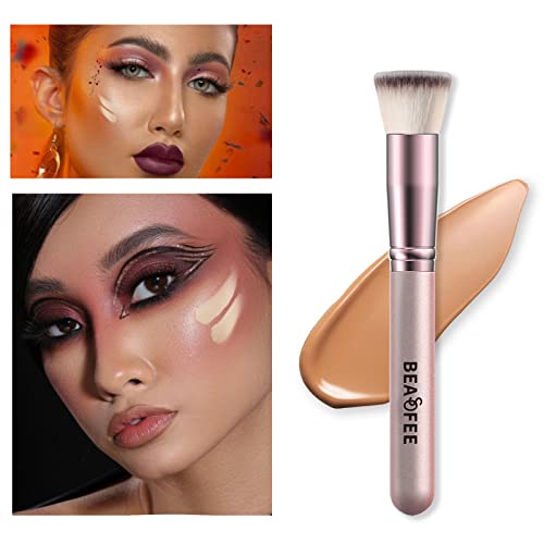 Kabuki Make up Pinsel, BEASOFEE Make up Pinsel mit flacher Oberseite, Pudrige oder Flüssige Foundation - Dichte Synthetische Premium Pinselhaare Mischflüssigkeit, Blend, Concealer