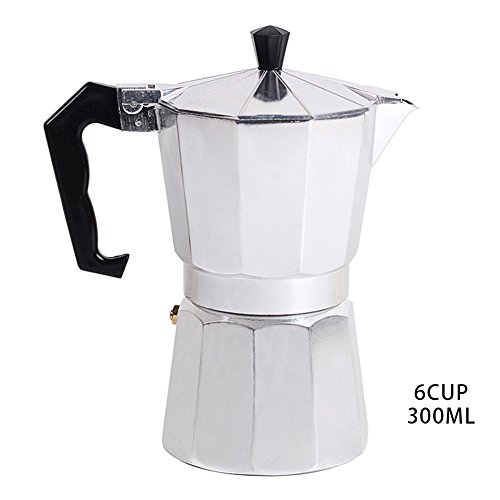 Stovetop Espresso Maker Coffee Filter for Gas and Electric Aluminum (6-Cup)