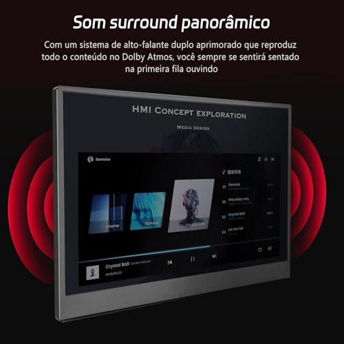Monitor Portátil IPS 15.6" Full HD 1080p, Ultrafino, USB-C/HDMI, Capa Inteligente e Alto-falantes - Extensor de Tela para Laptop e Viagem