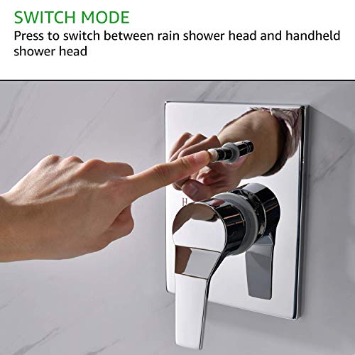 IRIBER Shower System with 12 Inch Rain Shower Head, Handheld Shower head, Shower Faucet Mixer Valve, Adjustable Height Slide Bar, Bathroom luxury Shower Set Combo Wall Mount Chrome Finish - Thumbnail 3