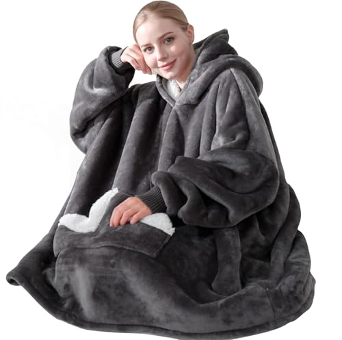 Touchat Sherpa Fleece Wearable Blanket Hoodie