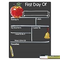 Cohas First Day of School Milestone Board with Basic Designs, Reusable Chalkboard Style Surface, and Liquid Chalk Marker, 9 by 12 Inches, White Marker