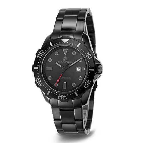 USMC Wrist Armor Men's 'U.S. Marine Corps' Quartz Metal and Brass Casual Watch, Color:Black (Model: 37100049)