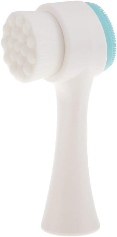SHINOY 2 In 1 Deep Pore Cleaning Face Cleansing Exfoliating Brush Facial Wash Spa Massage Soft Scrubber Bamboo Fiber Double Sided (BLUE)