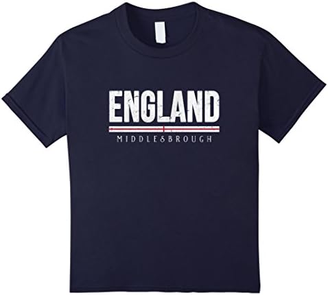 Kids Middlesbrough England T-shirt English Flag Colors Souvenir 12 Navy