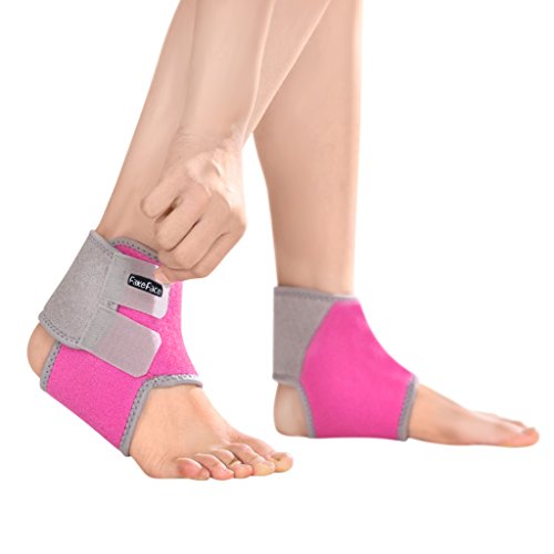 Pack 2 Kids Ankle Compression Brace Support Breathable Foot Stabilizer Wrap Adjustable Short Ankle Immobilize Boot Protector Nonslip Ankle Tendon Guard (Rose, S for Shoe Size 1-3 Little Kids)