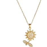 Lagava Sunflower Necklace for Women: Rotatable 18K Gold Plated Sunflower Pendant Jewelry for Women, Gifts for Christmas