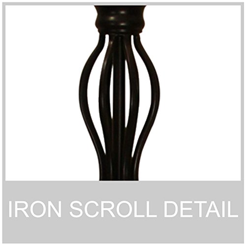 Light Accents Traditional Iron Scrollwork Floor Lamp, Bronze with Fabric Shade - Thumbnail 6