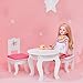 Olivia's Little World - Princess White Table and 2 Chairs Set with Cushions | Wooden 18 inch Doll Furniture