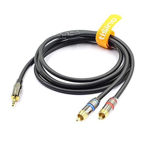 TISINO 3.5mm to RCA Cable, RCA to Aux Cable 1/8 Inch Stereo Male to Dual RCA Male Plug Audio Y Cable - 2 RCA to 3.5mm 6FT/2 Meters