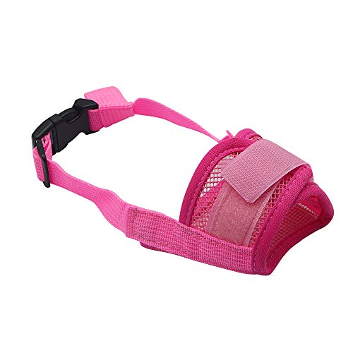 YAODHAOD Nylon Mesh Breathable Dog Mouth Cover, Quick Fit Dog Muzzle with Adjustable Straps,Pet Mouth Cover, to Prevent Biting and Screaming to Prevent Accidental Eating (L, Pink)
