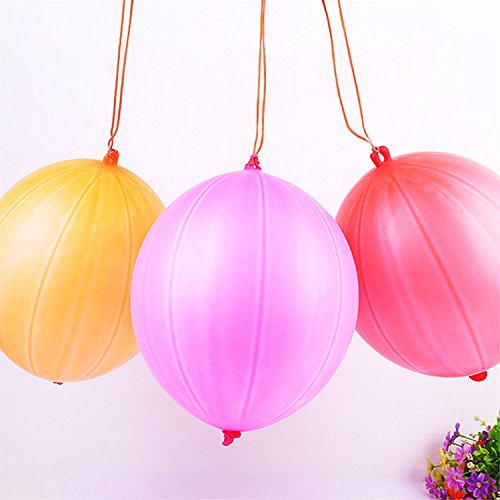 35 Pack Punching Balloons, Neon Punch Balls with Rubber Band Handle for Party, Wedding, Assorted Color - Thumbnail 3