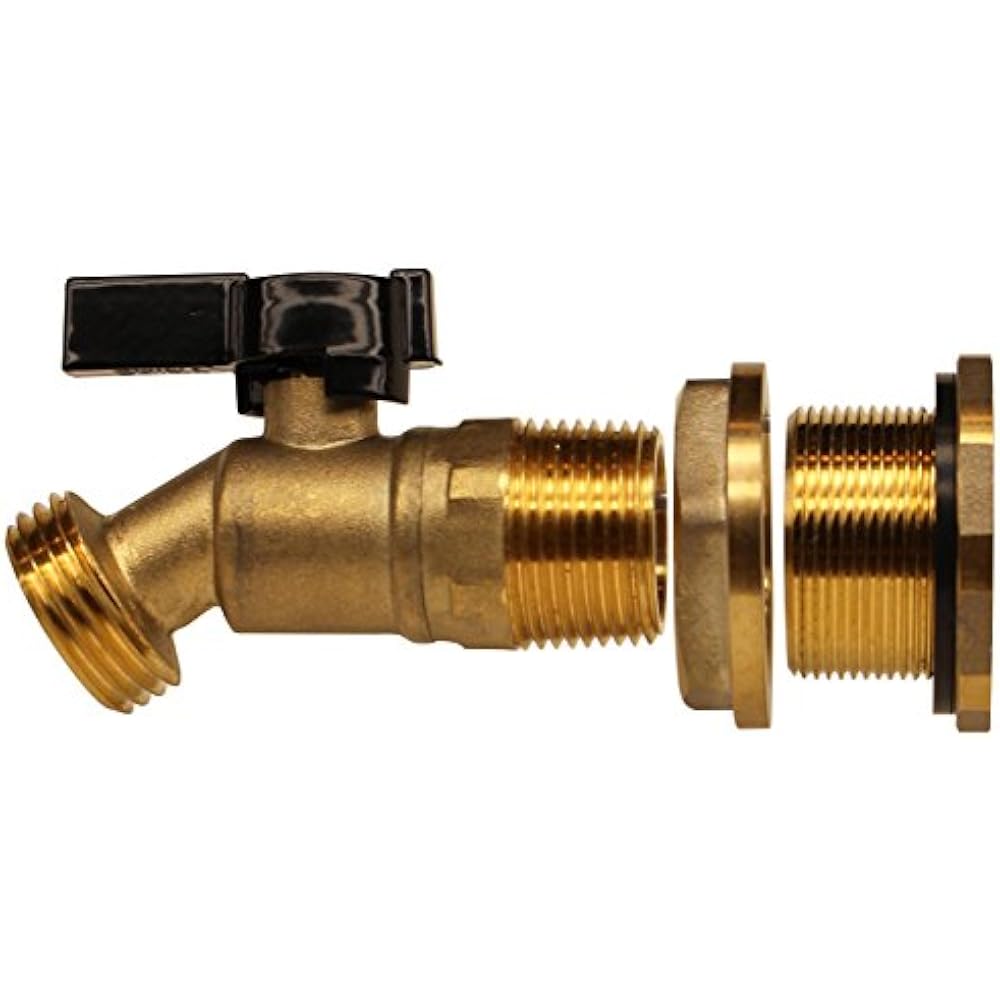 Brass Rain Barrel Quarter Turn Ball Valve Spigot Bulkhead Fitting