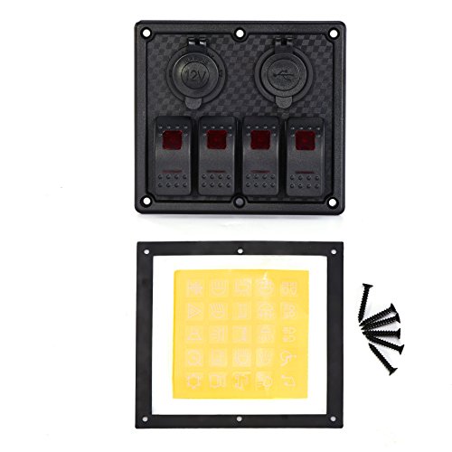 image for DCFlat 5 Pin 4 Gang / 6 Gang Car Marine Boat Circuit RV LED Rocker Swi