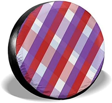 HJKAA Red Purple Lattice Leader Accessories Spare Tire Cover,Waterproof Dust-Proof(Fit 14-17 Inches)