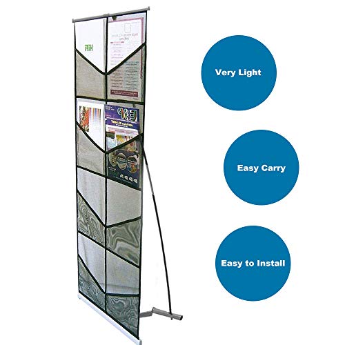 JIUYE A4 Folding Magazine Literature Stand, Roll up Mesh Brochure Display Rack 8Pockets for Tradeshow and Events Use,Easy Assembly