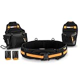 ToughBuilt - Handyman Tool Belt Set - 3 Piece, Includes 2 Pouches, Padded Belt, Heavy Duty, Deluxe Organizer Premium Quality - 10 Pockets, Hammer Loop, 2 Patented ClipTech Hubs (TB-CT-111C)