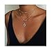 Edary Boho Layered Necklace Sunflower Pendant Chain Silver Choker Necklaces Jewelry for Women and Girls.