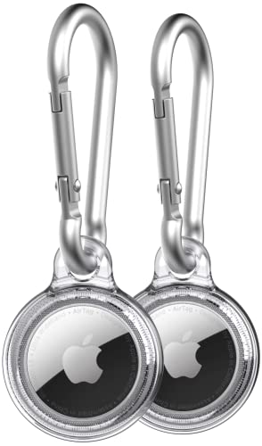 Tech21 Evo Clear AirTags case with Carabiner. Compatible with Apple AirTag Pack…