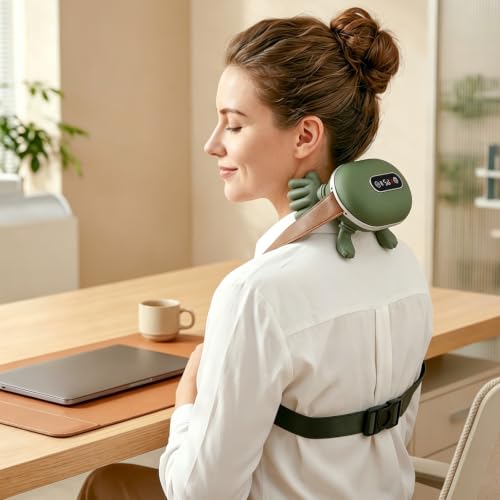 Masajeador Cervical y Espalda con Calor,4D Masajeador Cervical con Mando a Distancia 5 Niveles de Intensidad y 2 de Calor Masajeador de Cuello Masaje Profundo para Relajar Músculos