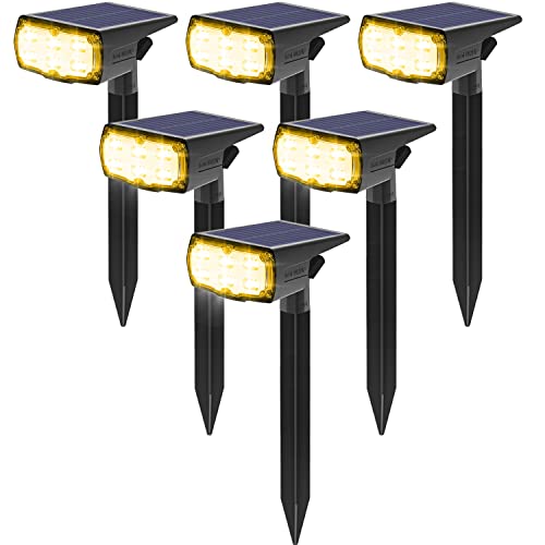 GOLUMUP 36 LED Solar Lights for Outdoor Garden Solar Spotlights Outdoor Waterproof IP67 Solar Lamps for Garden, Patio, Driveway, Pool and Camping – Warm White (6 Pieces)